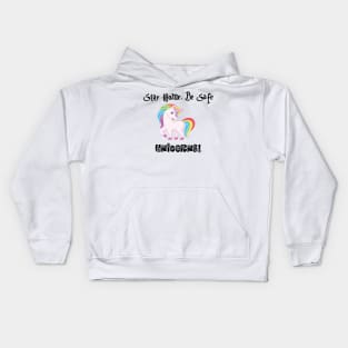 Stay Home Be Safe Unicorn Lovers Kids Hoodie